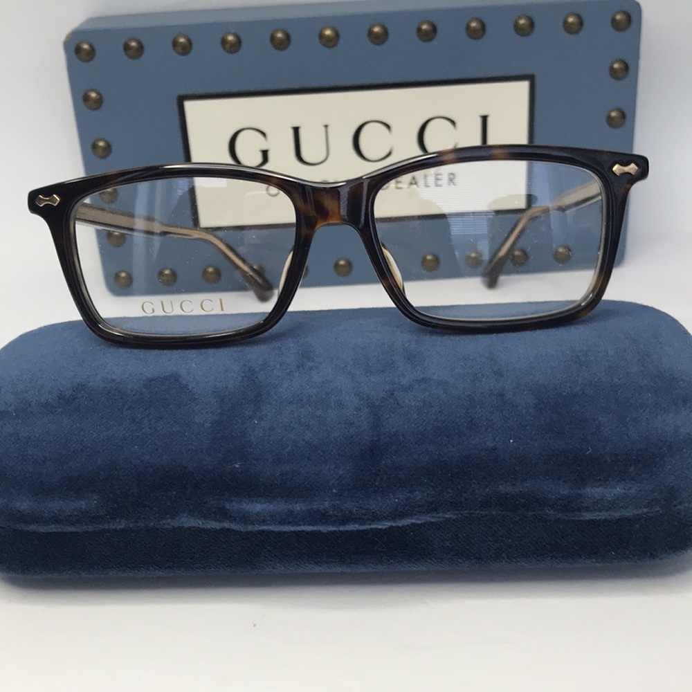 New - Gucci GG0191OA 006 HAVANA HAVANA TRANSPARENT MEN OPTICAL EYEGLASSES